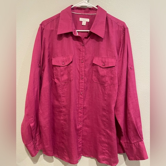 Fushia Pink Charter Club Button Up Shirt - Picture 1 of 4